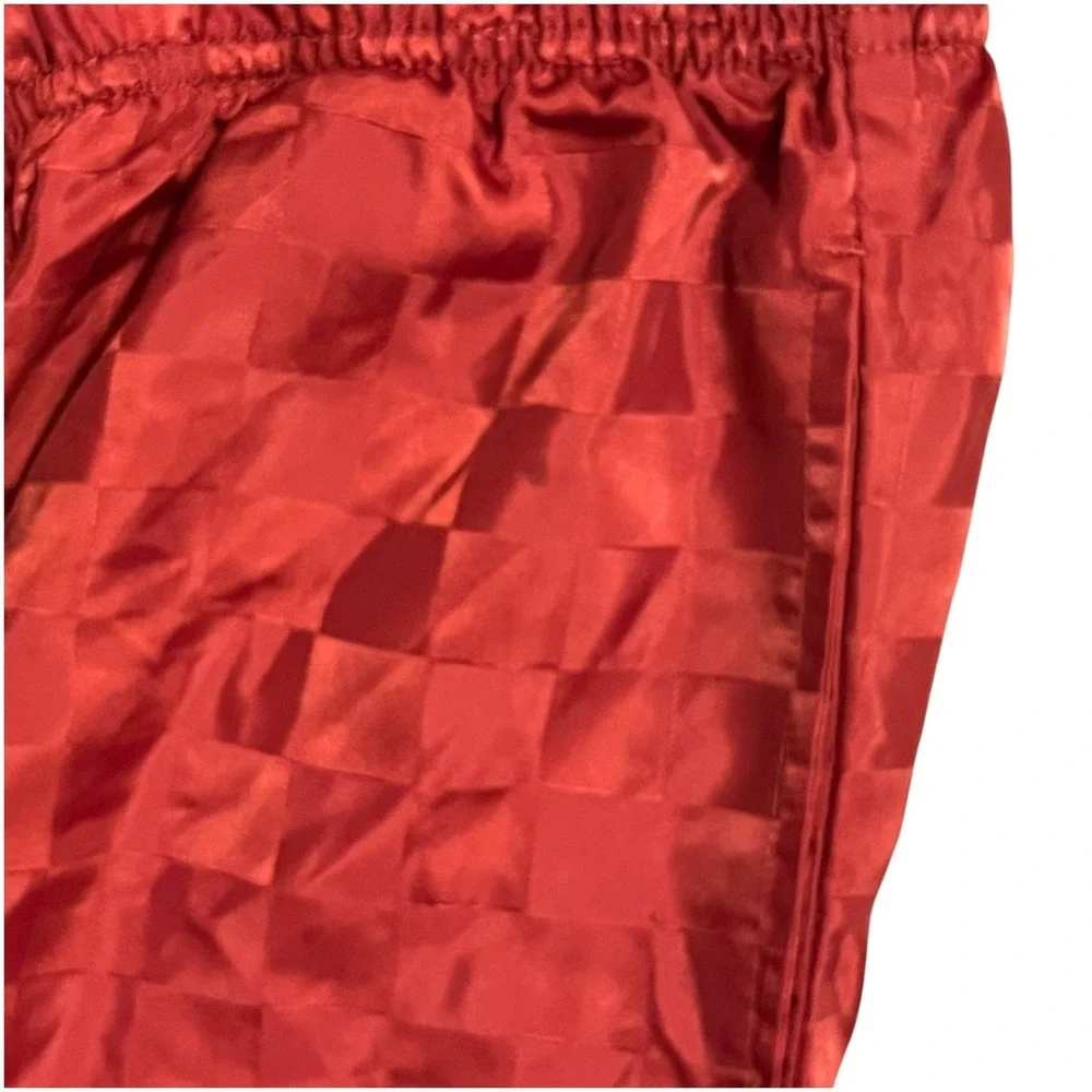 Umbro Soccer Shorts Men Large Maroon Checkerboard Shiny Blokecore Athletic Retro